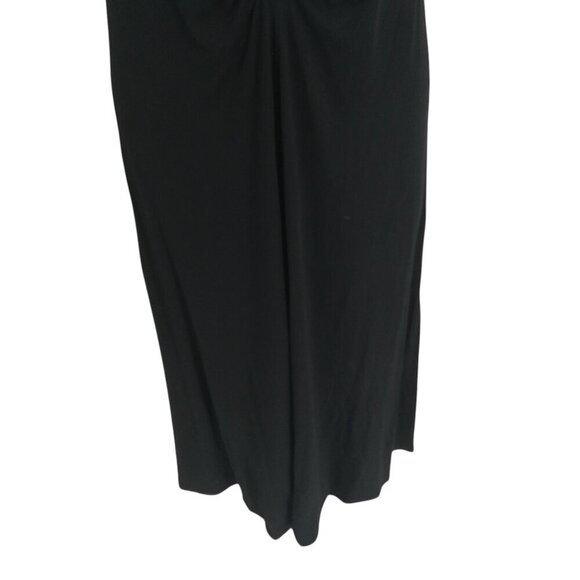 Boden Ruched Front Jersey V Neck Black Midi Dress Size 8R Stretch Short Sleeve - Picture 12 of 12